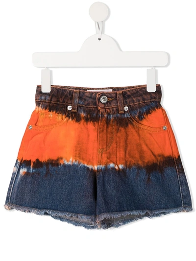 Shop Alberta Ferretti Sprayed Detail Denim Shorts In Orange