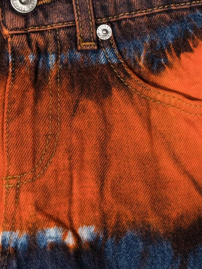 Shop Alberta Ferretti Sprayed Detail Denim Shorts In Orange