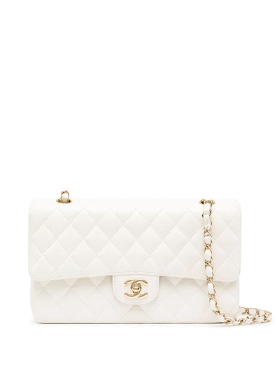 Pre-owned Chanel 2003-2004 Double Flap Shoulder Bag In White