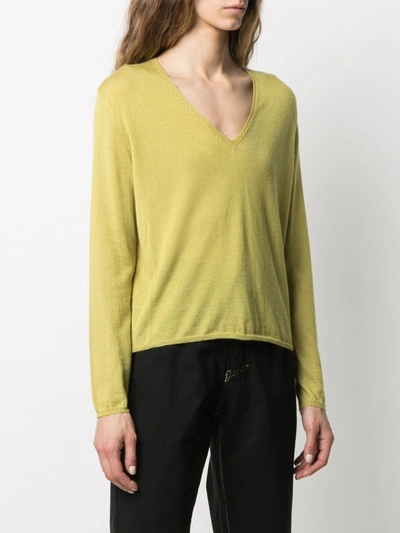 Pre-owned Prada 1990s Knitted V-neck Top In Green