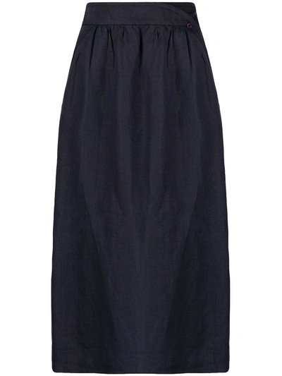 Pre-owned Giorgio Armani 1990s Knee-length Wrap Skirt In Blue