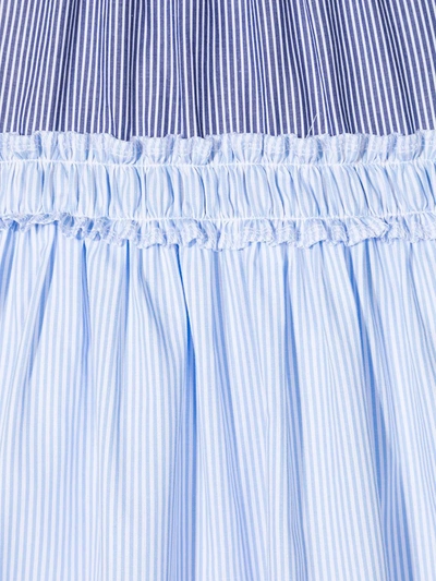 Shop Il Gufo Panelled Striped Dress In Blue