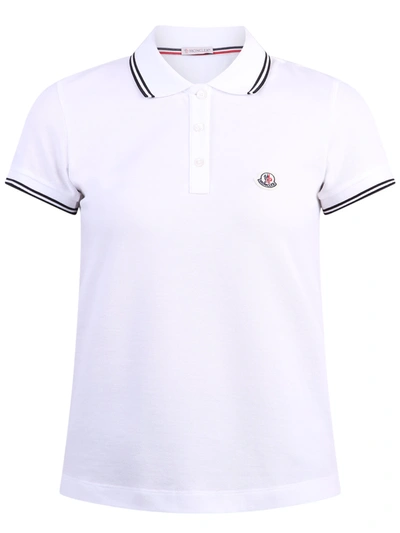 Shop Moncler Branded Polo In White