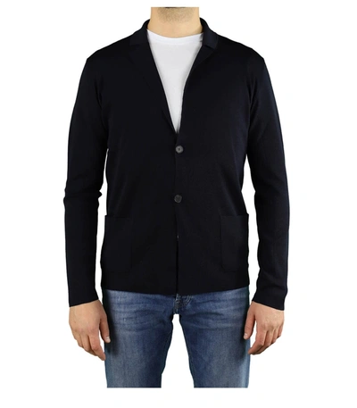 Shop Roberto Collina Navy Blue Wool Knitted Jacket
