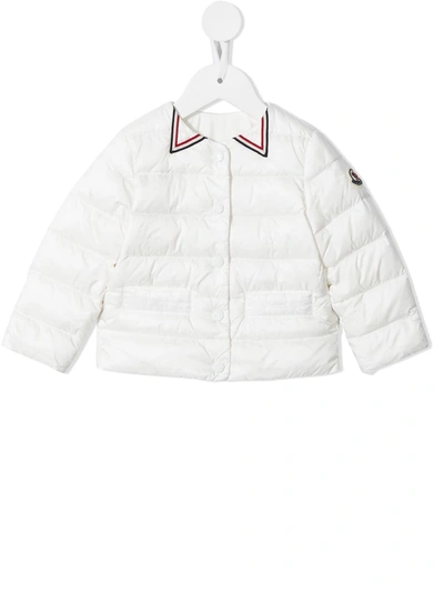 Shop Moncler Logo-trim Padded Jacket In White