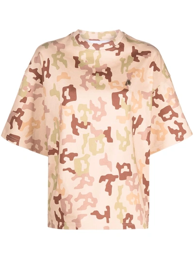 Shop Attico Camouflage-print Cotton T-shirt In Neutrals