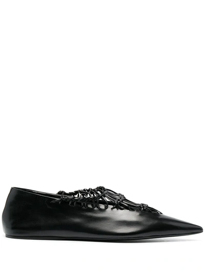 Shop Jil Sander Knotted-mesh Ballerina Shoes In Black