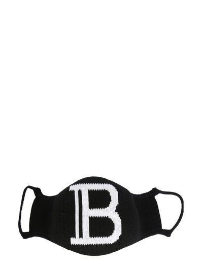 Shop Balmain Knitted Mask In Black