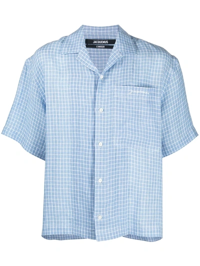 Shop Jacquemus Check-print Linen Shirt In Blue