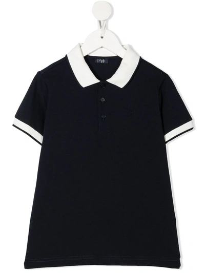 Shop Il Gufo Two-tone Cotton Polo Shirt In Blue