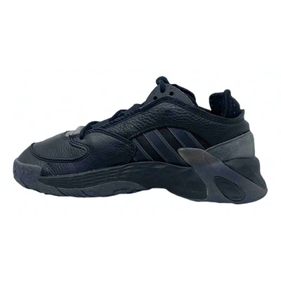 Pre-owned Adidas Originals Streetball Leather Low Trainers In Black