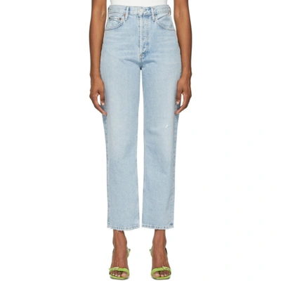 Shop Agolde Blue '90s Mid-rise Loose Fit Jeans In Semi Tropic