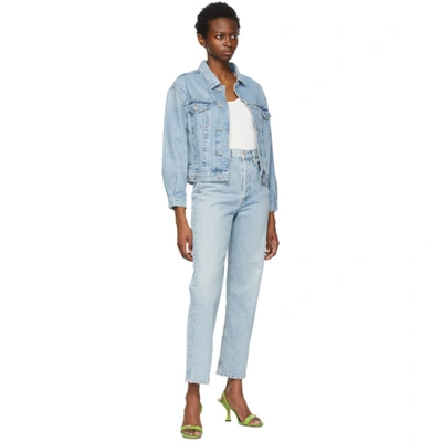 Shop Agolde Blue '90s Mid-rise Loose Fit Jeans In Semi Tropic