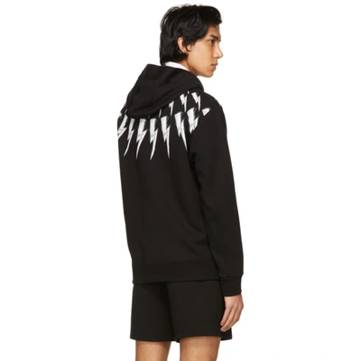 Shop Neil Barrett Black Scribble Fairisle Zip Hoodie In 524 Black/white