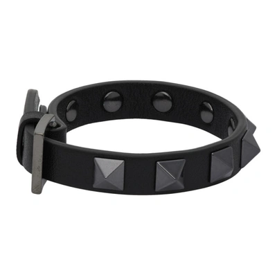 Shop Valentino Black  Garavani Rockstud Bracelet In 0no Nero