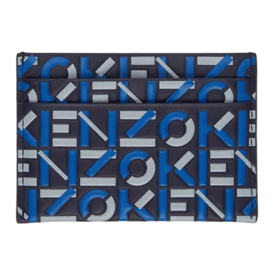 Shop Kenzo Navy & Blue Monogram Card Holder In 77 Midnight Blue