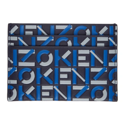 Shop Kenzo Navy & Blue Monogram Card Holder In 77 Midnight Blue