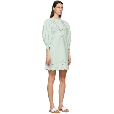 Shop See By Chloé Blue Embroidered Dress In 41w Atmnlbl