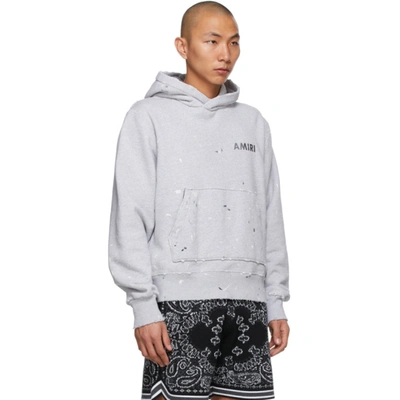 Shop Amiri Grey Army Paint Hoodie In Heather Gray