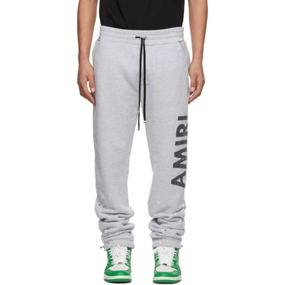 Shop Amiri Grey Army Paint Lounge Pants In Heather Gray