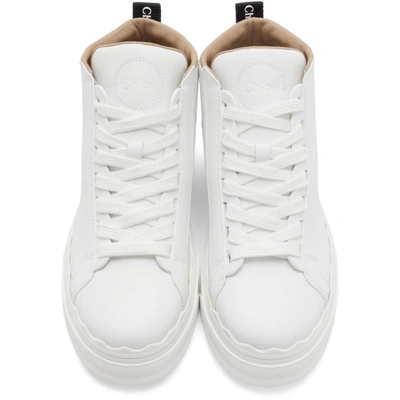 Shop Chloé White Lauren High-top Sneakers In 101 White
