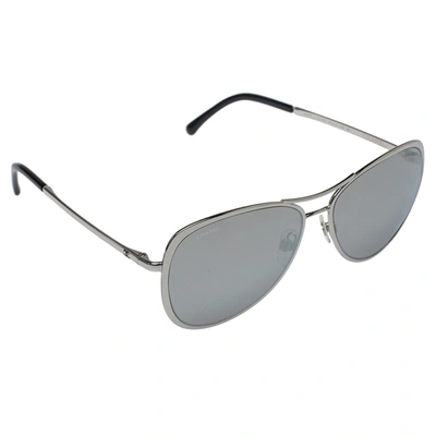 Pre-owned Silver Tone/ Silver Mirrored 4223 Pilot Sunglasses