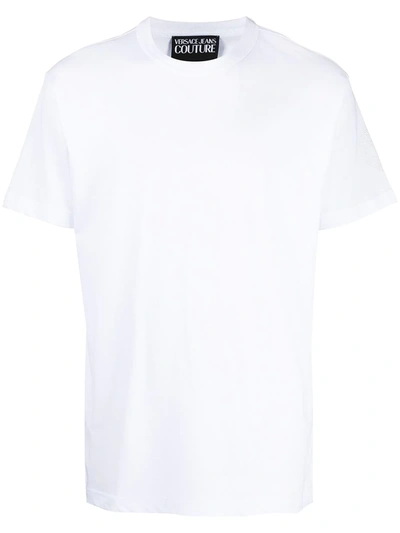 Shop Versace Jeans Couture Logo-sleeve Cotton T-shirt In White
