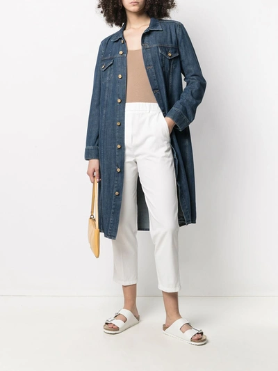 Shop Alysi Denim Maxi Jacket In Blue