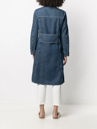 Shop Alysi Denim Maxi Jacket In Blue