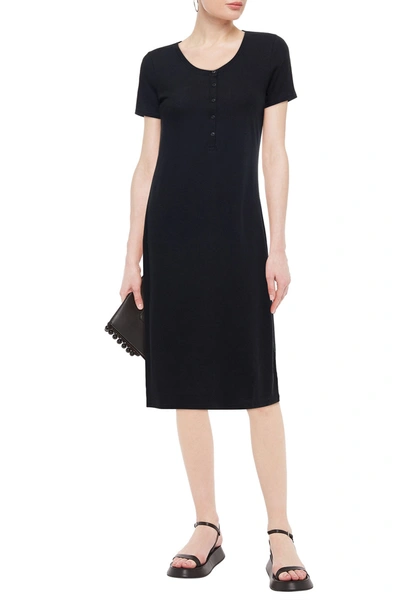 Shop Rag & Bone Ribbed Cotton And Modal-blend Jersey Midi Dress In Black