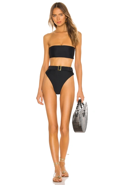 Camila Coelho Catarina High Waist Bottom In Black & Gold