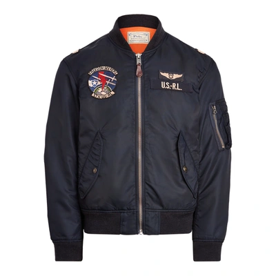 Shop Ralph Lauren Twill Bomber Jacket In Aviator Navy