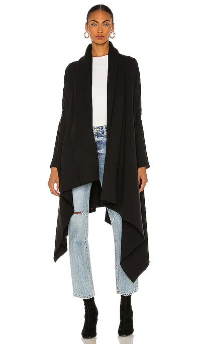 Shop Norma Kamali Uneven Blanket Coat In Black