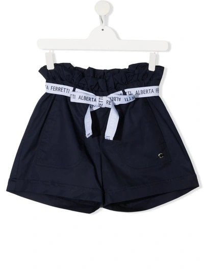 Shop Alberta Ferretti Logo Belt Shorts In Blue