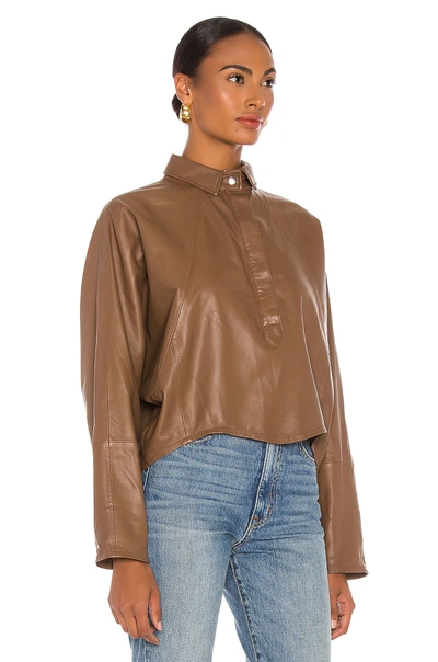 Shop Marissa Webb Madi Leather Tunic Top In Cognac