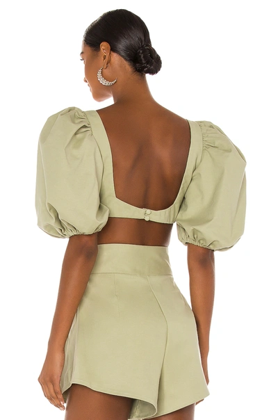 Shop Adriana Degreas Muguet Solid Cropped Blouse In Green