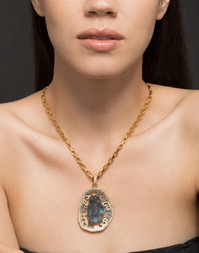 Shop Buddha Mama Rolo Chain Necklace In Ylwgold