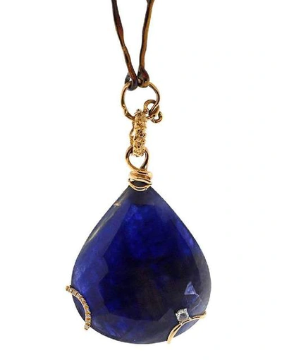 Shop Federica Rettore Velvet Blue Sapphire Pendant Necklace In Rosegold