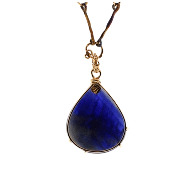 Shop Federica Rettore Velvet Blue Sapphire Pendant Necklace In Rosegold