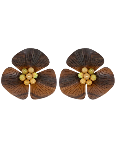 Shop Silvia Furmanovich Sculptural Botanical Carved Wood Flower Earrings