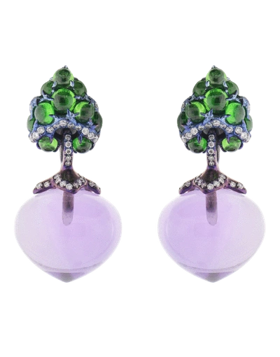 Shop Arunashi Flower Bud Earrings In Titanium