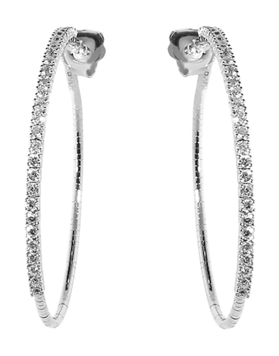 Shop Mattia Cielo 4cm White Gold Rugiada Diamond Tennis Hoop Earrings In Whtgold