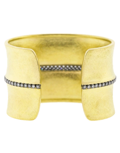 Shop Todd Reed Diamond Line Wide Gold Cuff In Ylwgold