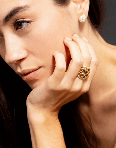Shop Tamara Comolli Medium Diamond Paveline Lace Ring In Rosegold