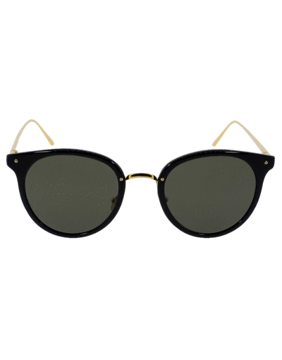 Shop Linda Farrow Oval Sunglasses In Wht-grey