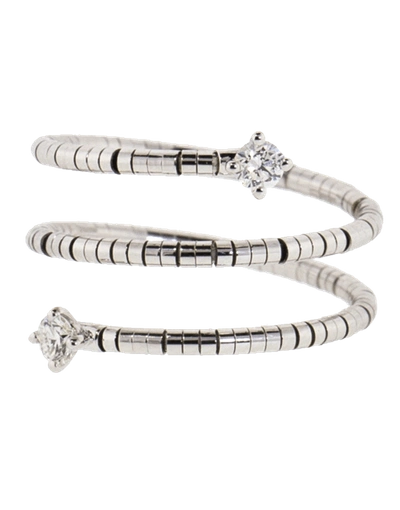 Shop Mattia Cielo Rugiada Diamond End Three Wrap Ring In Whtgold