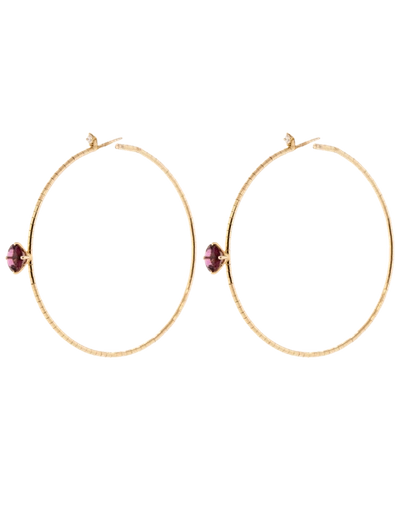 Shop Mattia Cielo 6cm Pink Tourmaline Hoop Earrings In Rosegold