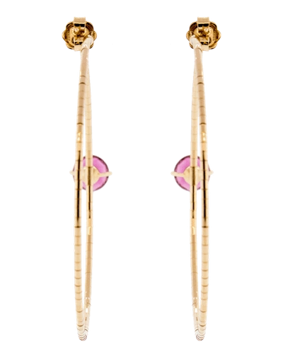 Shop Mattia Cielo 6cm Pink Tourmaline Hoop Earrings In Rosegold
