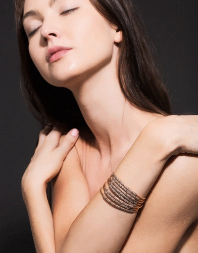 Shop Mattia Cielo Rugiada Three-circle Wrap Bracelet In Rosegold