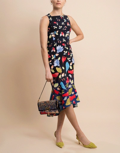 Shop Peter Pilotto Printed Cady Kia Frill Dress